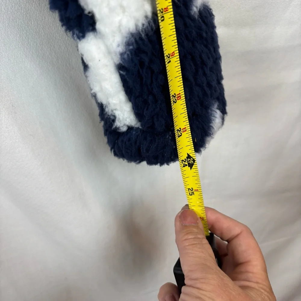 Handmade Cropped Fuzzy Navy Star 1 Button Jacket Elastic Waist and Cuffs - Picture 8 of 11